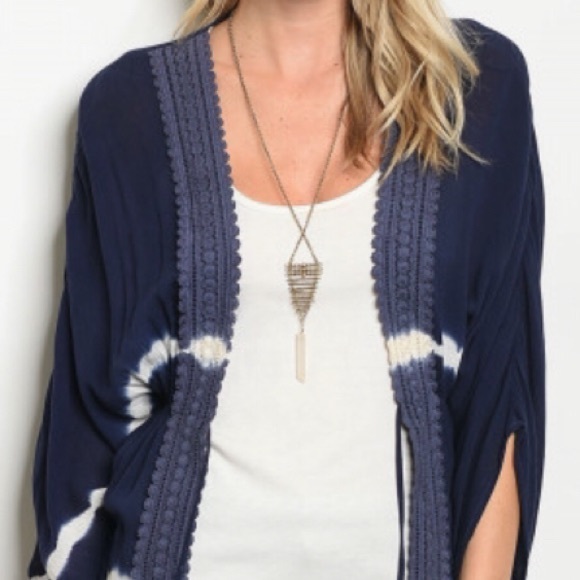 SALES ❗️Navy White Stripe Kimono - Picture 4 of 6